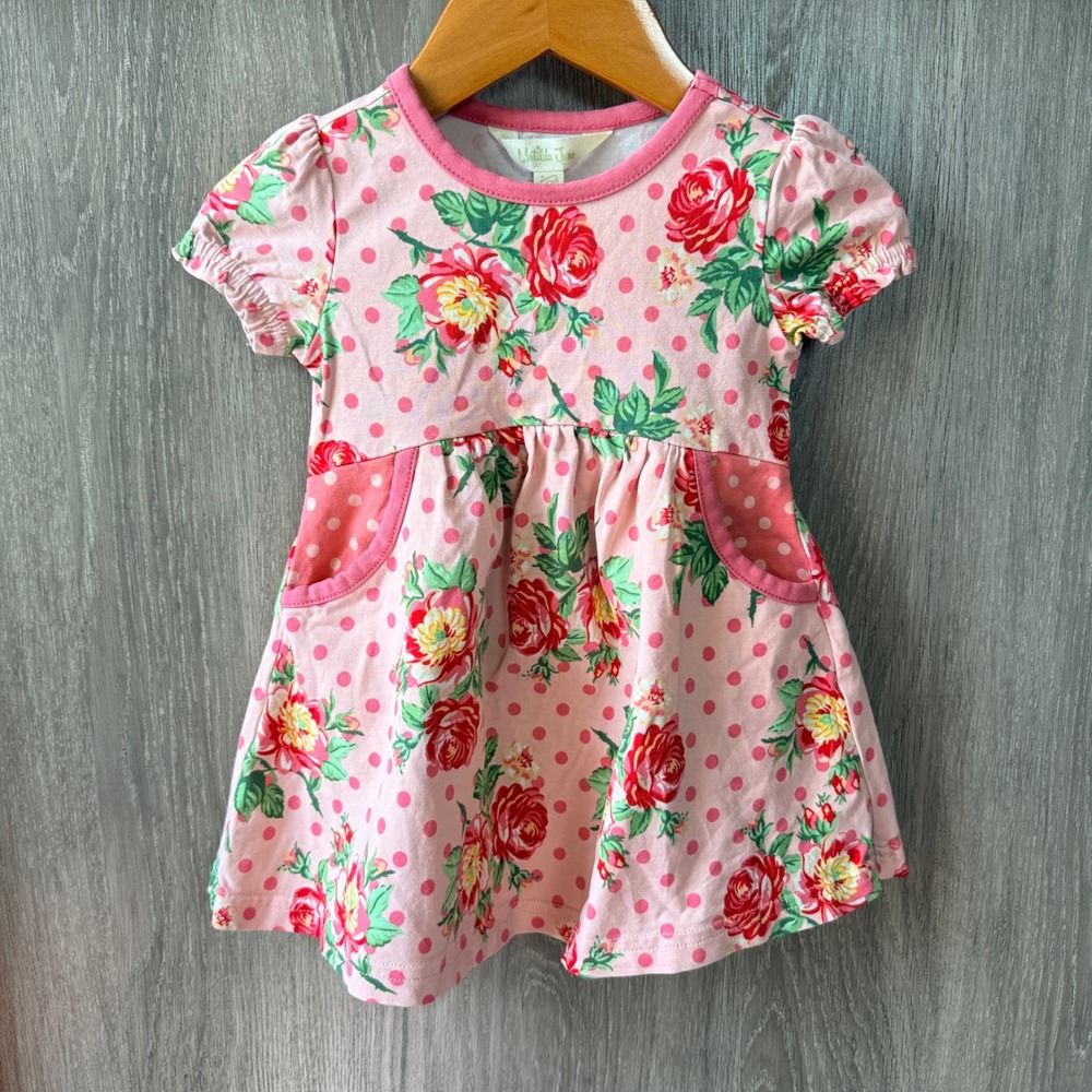 Matilda Jane Brilliant Daydream Pretty in Pink 6-12m Floral Polka Dot Dress Boho